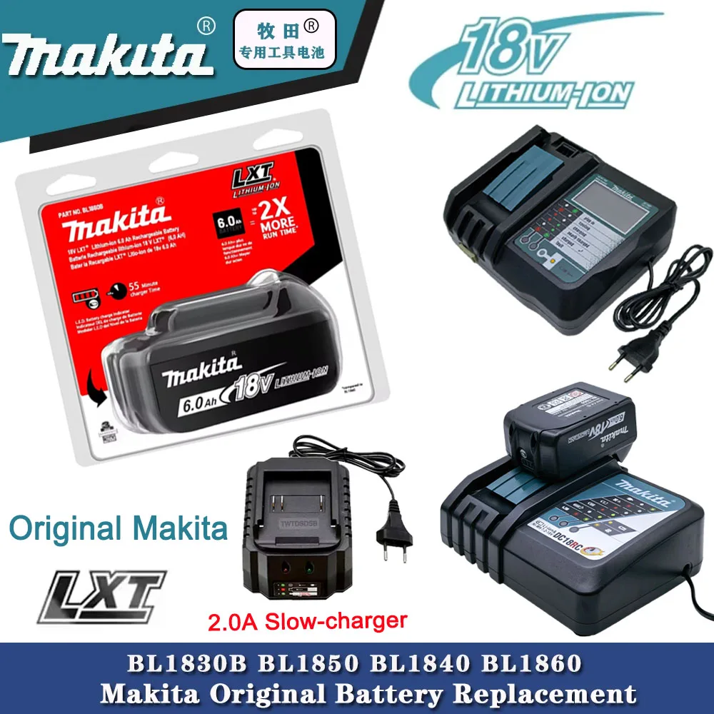 

Оригинальное зарядное устройство для литий-ионного аккумулятора Makita 18 В, 6,0 Ач со светодиодным дисплеем Bl1830 Bl1430 DC18Ra, электрическая мощность DC18Rct, зарядка 3A