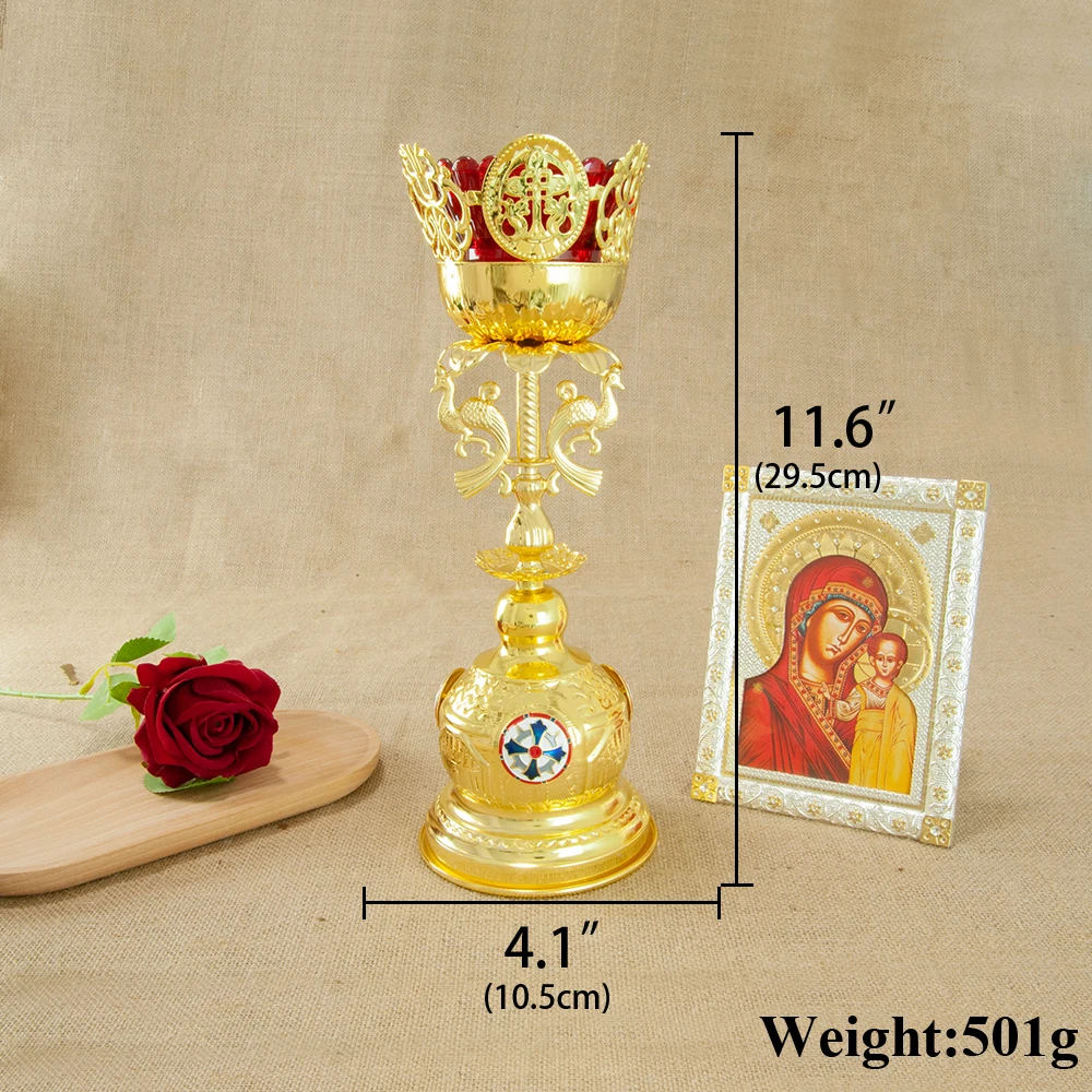 Orthodox Religion Supply Church Table Candle Holder Large Red Empty Crystal Glass Cup Wick Candlestick Church Decoration BoxGift