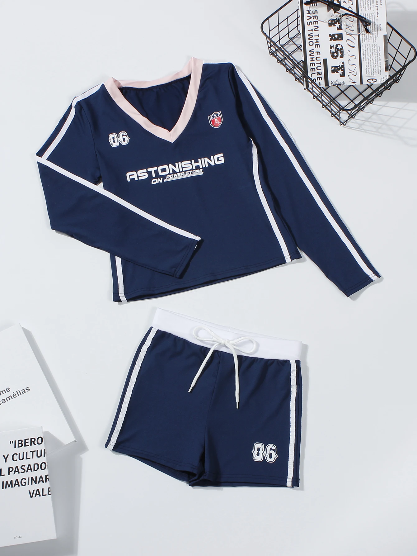 الصيف مثير المرأة 2 قطعة مجموعة ملابس النادي إلكتروني طباعة الخامس الرقبة المحاصيل القمم مطابقة الرباط السراويل ملابس رياضية غير رسمية #6