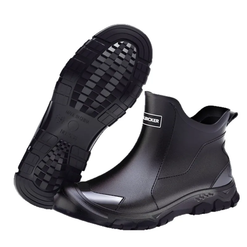 Men's Short Rain Boots Urban Water Boots Non-slip Wear-resistant Wading Boots Men's Trendy Lightweight Waterproof Rubber Shoes view 5