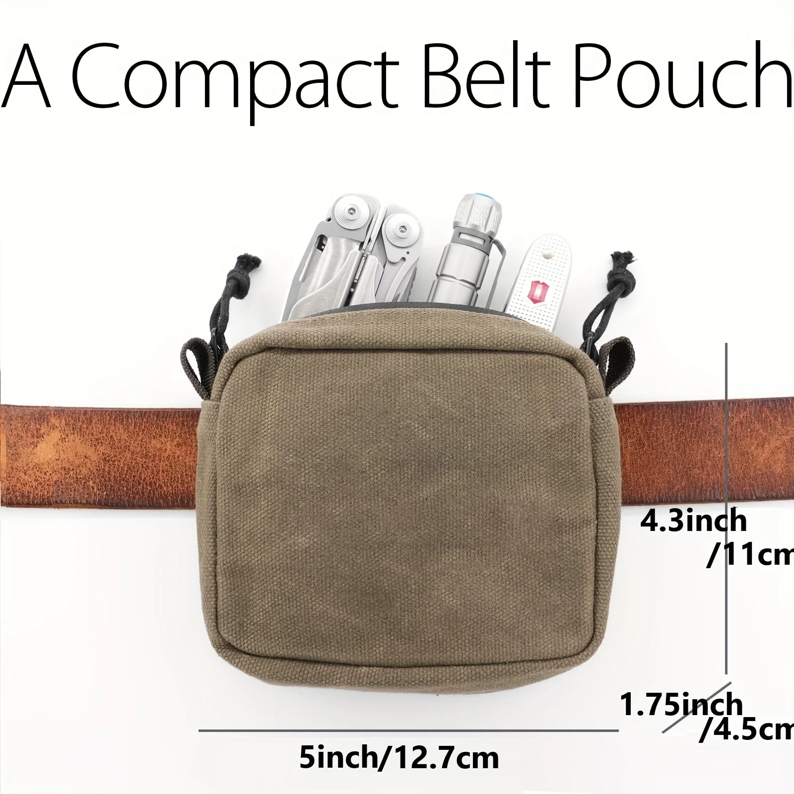 Belt Pouch for Men Women YKK Zippers EDC Pouch, Belt Bag Waist Pack for Hiking, Water Resistant, Waxed Canvas