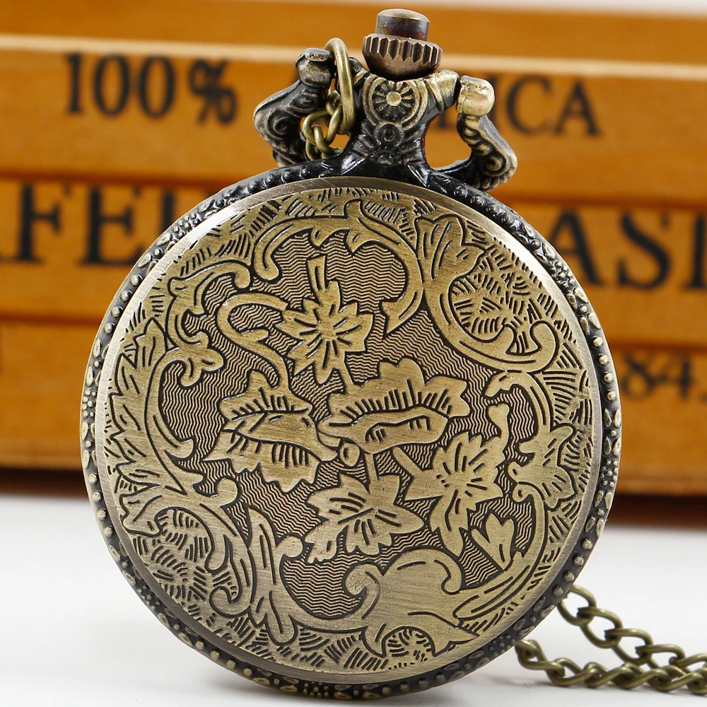 Creative Bronze Dinosaur 3D Carved Quartz Pocket Watch Boy Gift Souvenir Unique Unisex Fob Clock