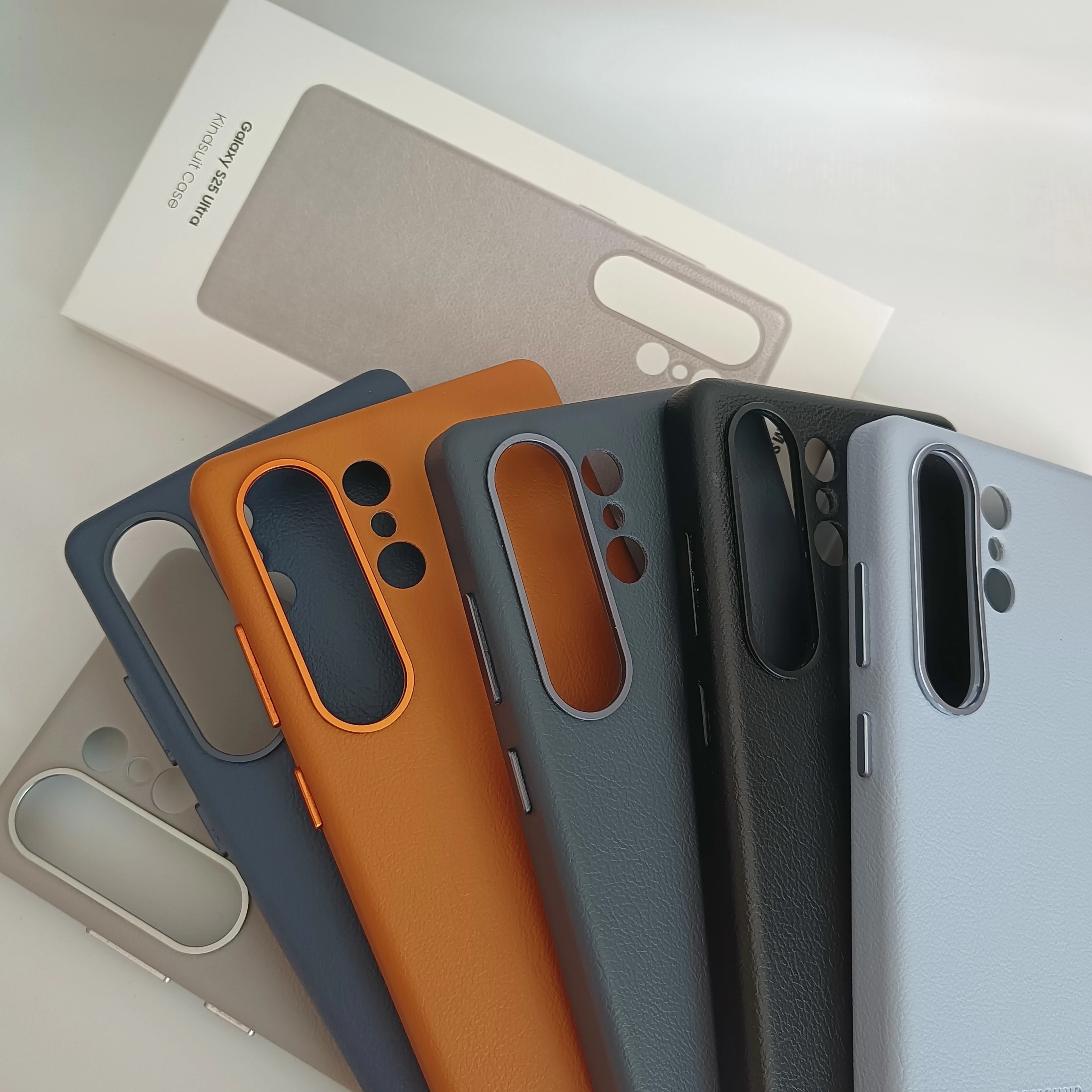 

Luxury Kindsuit Leather Back Case for Samsung Galaxy S25 Ultra Plus S25Ultra Metal Camera Ring Full Coverage Cover Back Shell