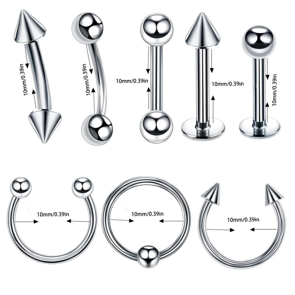 19PCS Body Piercing Kit - 16G Nose Earring Lip Ring with 316L Steel Piercing Needles And Piercing Clamp Kit For Body Piercing