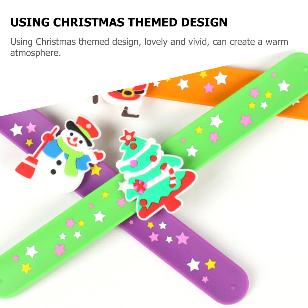 

8pcs Christmas Slap Bracelets for Kids Boys Girls Party Favors Jewelry Wristb s Festival Gifts Holiday Accessories