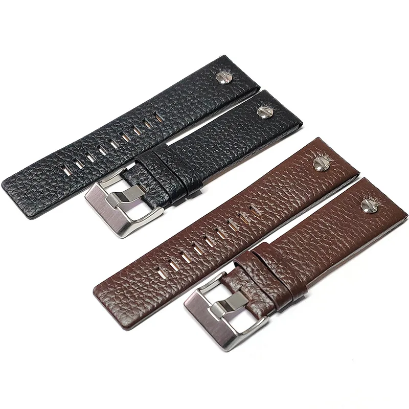 22mm 24mm 26mm 28mm 30mm 32mm High Quality Lychee-patterned Cowhide Leather Watch Strap for Universal Watch Bracelet Accessories
