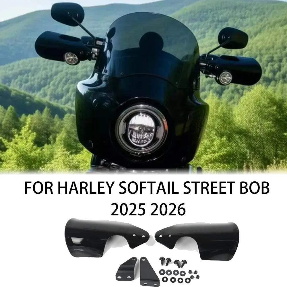 

Black Motorcycle Handguards Protector Handlebar Hand Guard Shield Cover For Harley Softail Street Bob 2025 2026 Handlebar