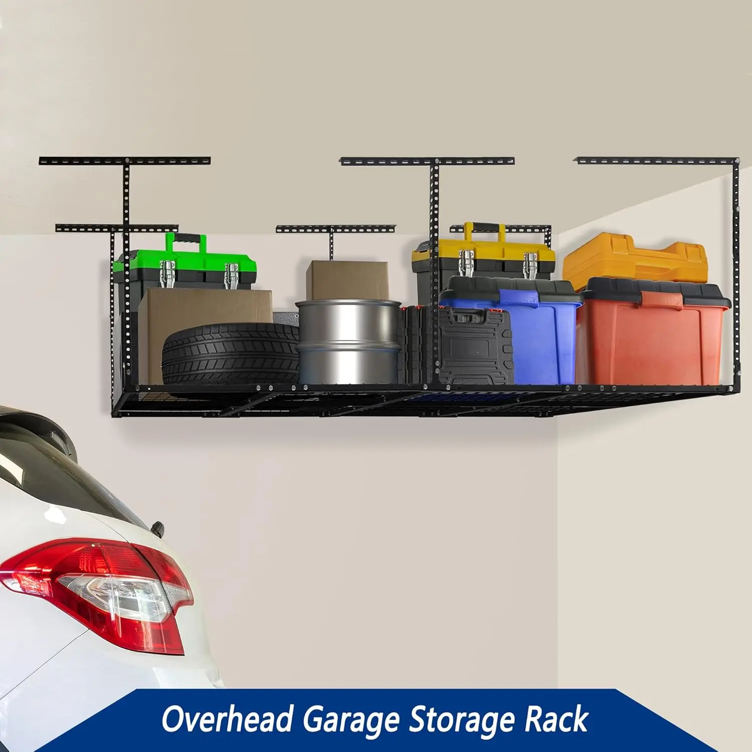 3 X 8Ft Overhead Garage Storage Ra, Adjustable Ceiling Storage Ras, Garage Shelving Heavy Duty Storage Organizer System, 600Lbs
