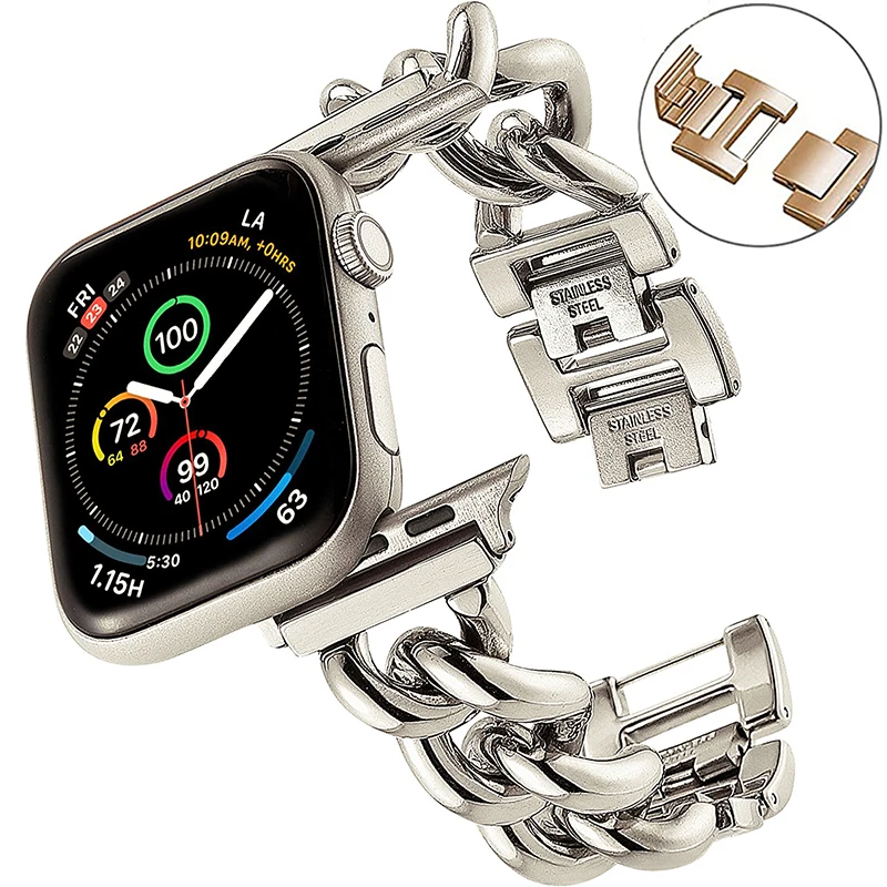 Stainless Steel Band for Apple Watch Ultra 2 49mm 9 8 7 41 45mm Strap for iWatch Series 9 6 5 4 SE 38 40 42 44mm Luxury Bracelet