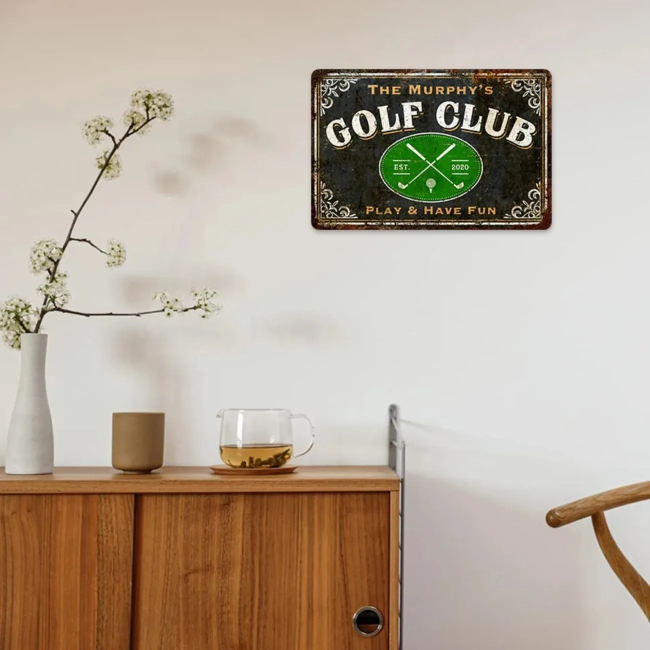 Customizable Metal Golf Club Custom Text Sign, Backyard Outdoor Decor, Durable Golfer Wall Plaque (For Decoration Only)