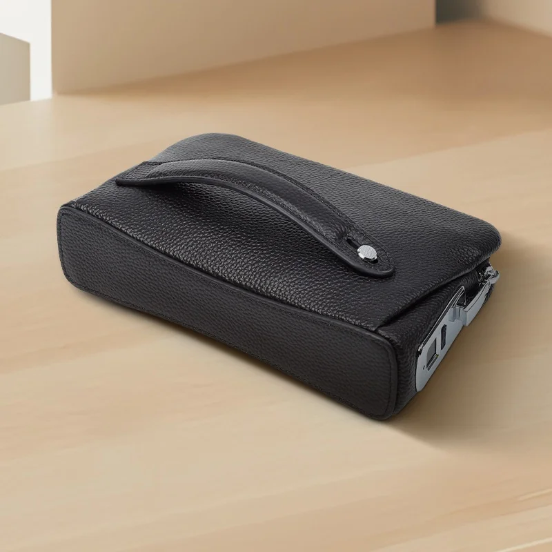 

Leather Men's Bag Faionable All-Match Handheld Multifunctional Busin Anti-Theft Autumn Winter Genuine Finger Print Lo