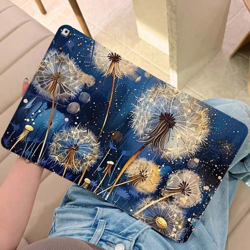 

Sparkling Dandelion Night Sky For iPad Pro Air Mini 2 3 4 5 6 7 6th 7th 10th 11th 10.2 9.7 10.5 11 Foldable Tablet Case Gift