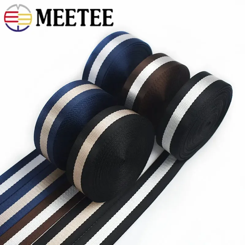 5Meters Meetee 38mm Thicken Nylon Stripe Webbing for Car Seat Belt Ribbon DIY Bags Strap Decoration Band Tape Sewing Accessories