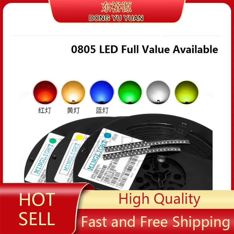 100PCS 0805 LED Light Diode Red Green Blue Yellow White SMD Led   Orange Purple Warm White Colour Super Bright  Water Clear