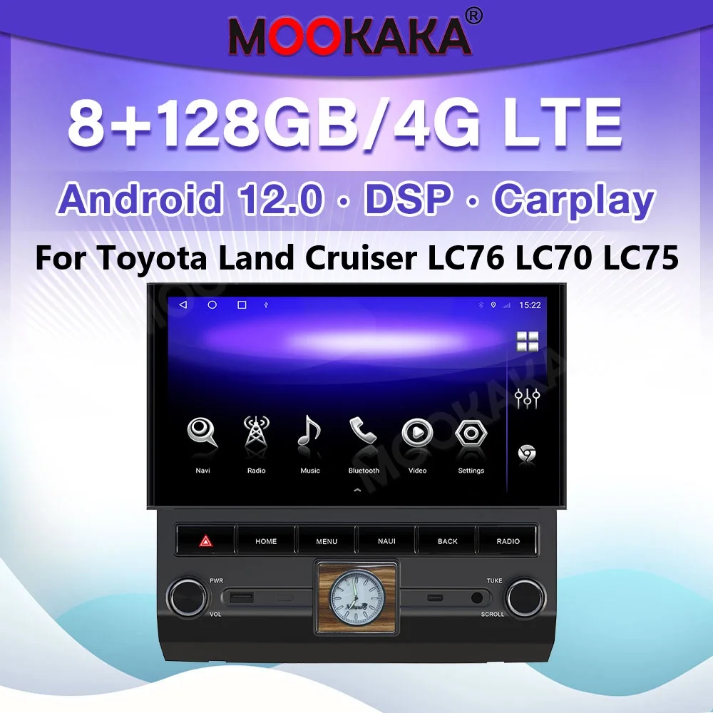 12.3'' Car Radio For Toyota Land Cruiser LC76 LC70 LC75 Wireless Carplay Android Auto Multimedia Player GPS Navigation Head Unit