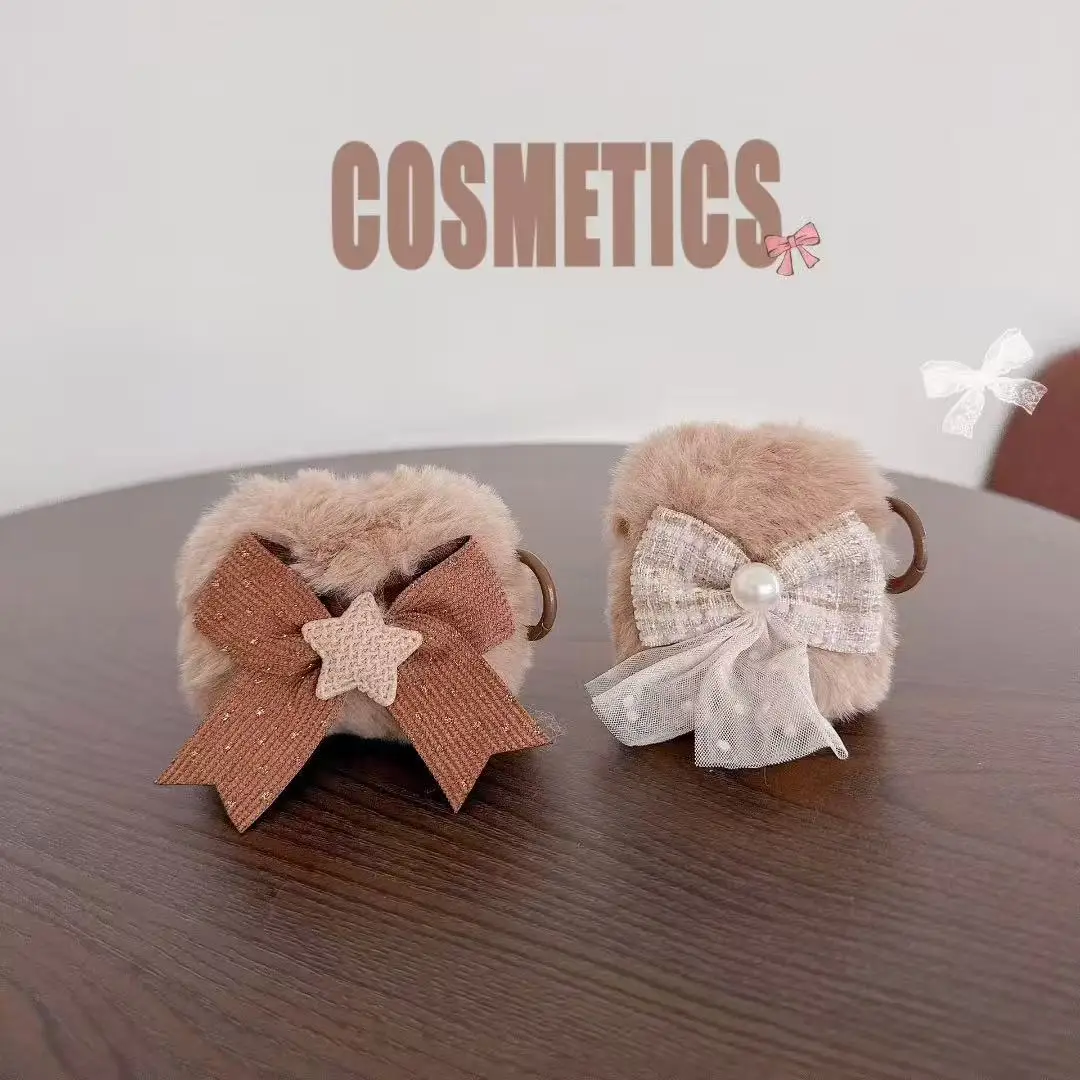 

Cute Plush Bowknot Stars Earphone Case For AirPods Pro3 Pro2 4 3 2 1 Gen Shockproof Protective Soft Headphone Cover With Hook
