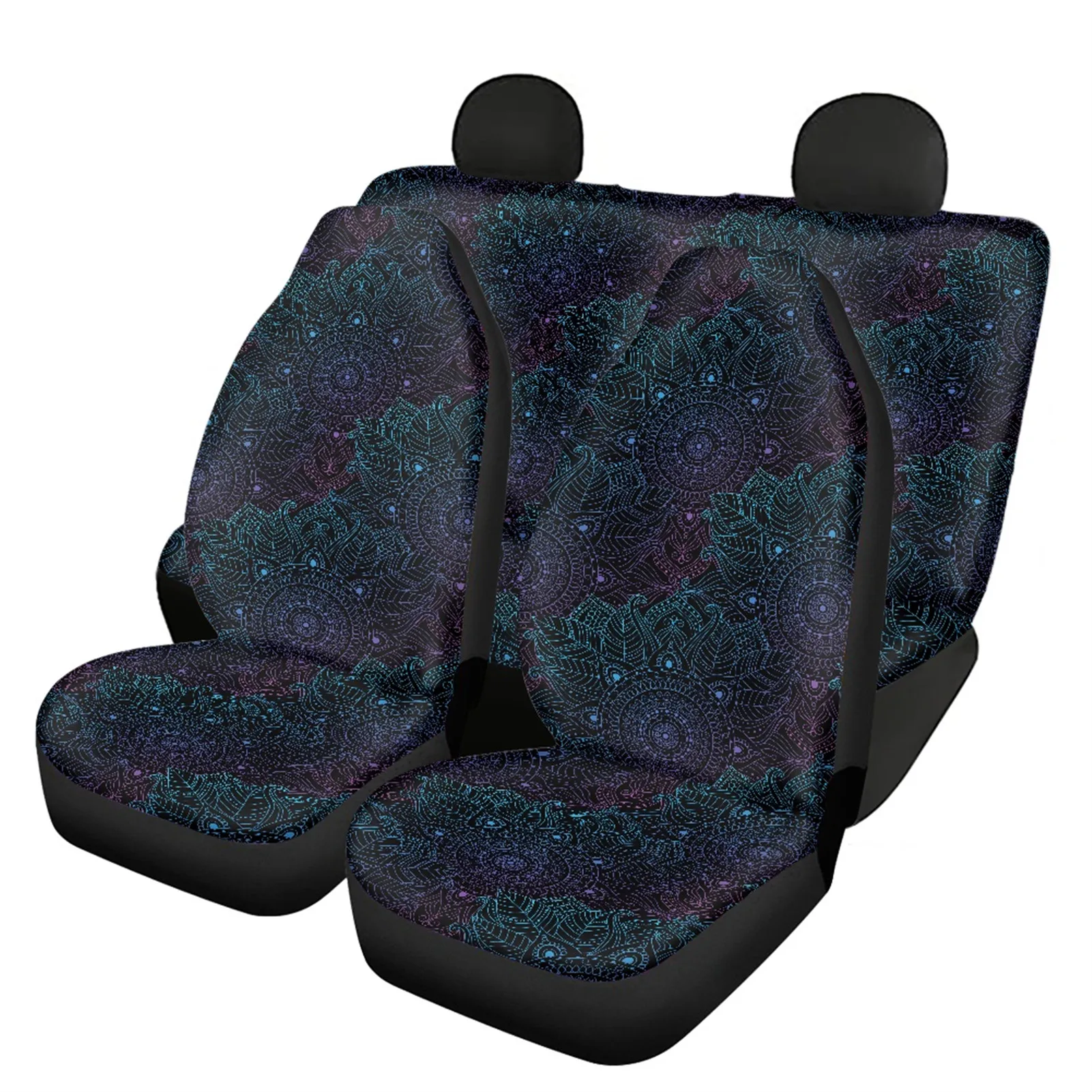 

Auto Interior Accessories Boho Floral Mandala Design Set iof 4 Seat Protector Car Front & Rear Seat Covers Durable