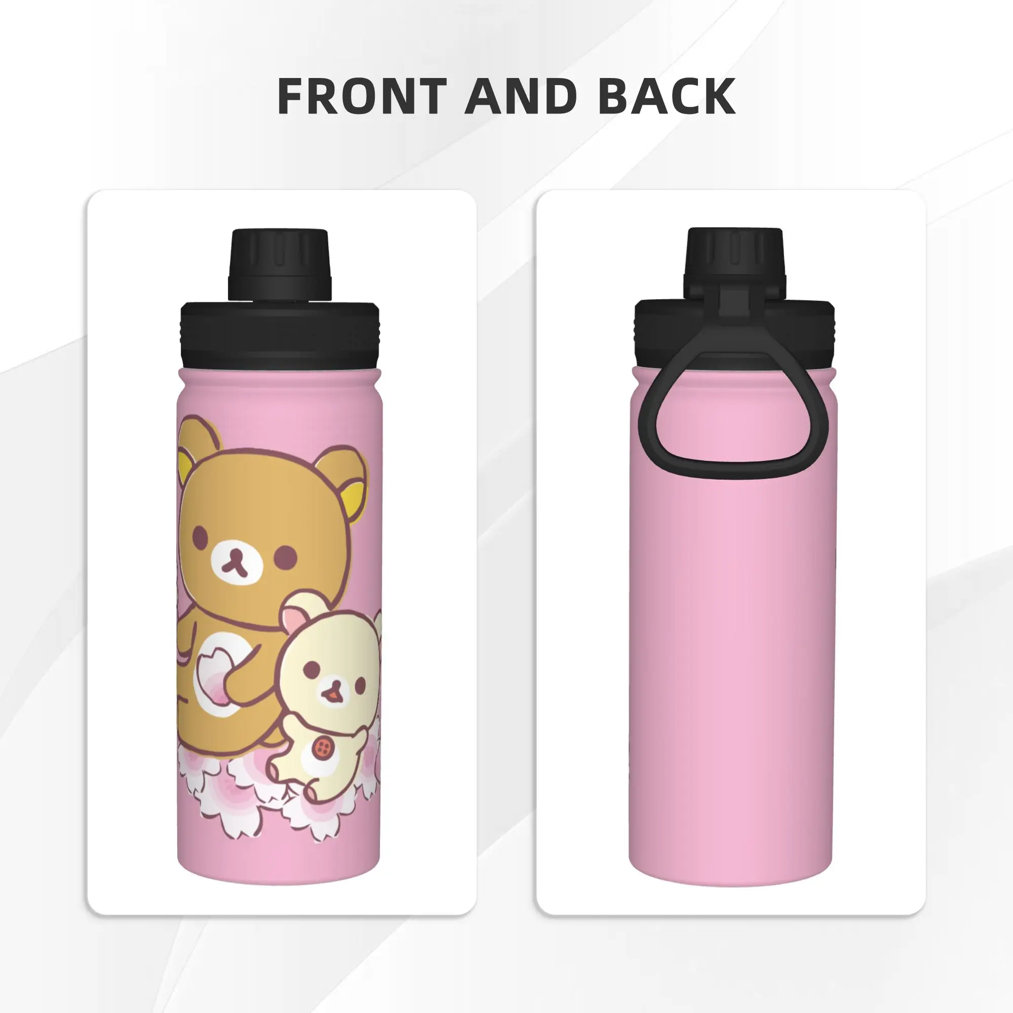 Cartoon Bear Rilakkumas 18OZ Sports Insulated Kettle  Thermal Cup Vacuum Flask Car Mug Spill Proof