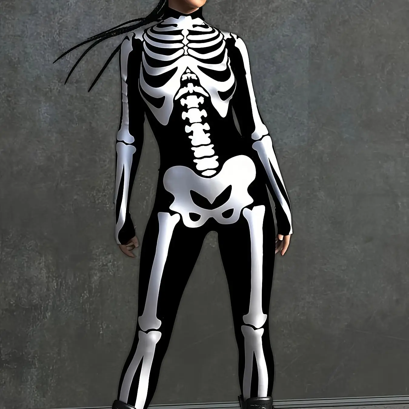 Halloweenowe przebranie dla pań Horror Bones Skeleton Skeleton Cosplay Scary Masquerade Onesie — zdjęcie 2