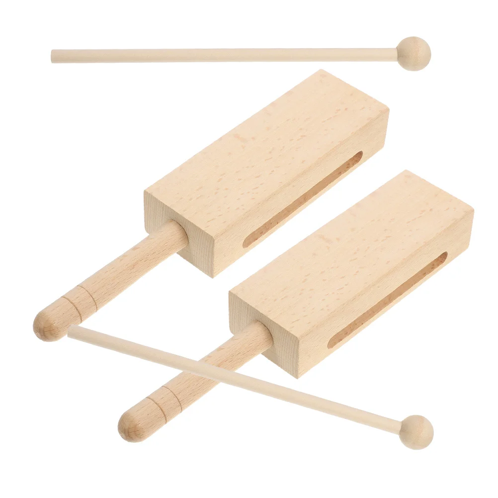 2 Sets Percussion Wood Block Instrument Music Instruments Rhythm Sticks Aldult Sounder Musical Wooden