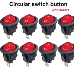Rodada LED Rocker Light Switch, luzes do botão de energia, ligado e desligado, 3Pin, 12V, 20A, 1Pc