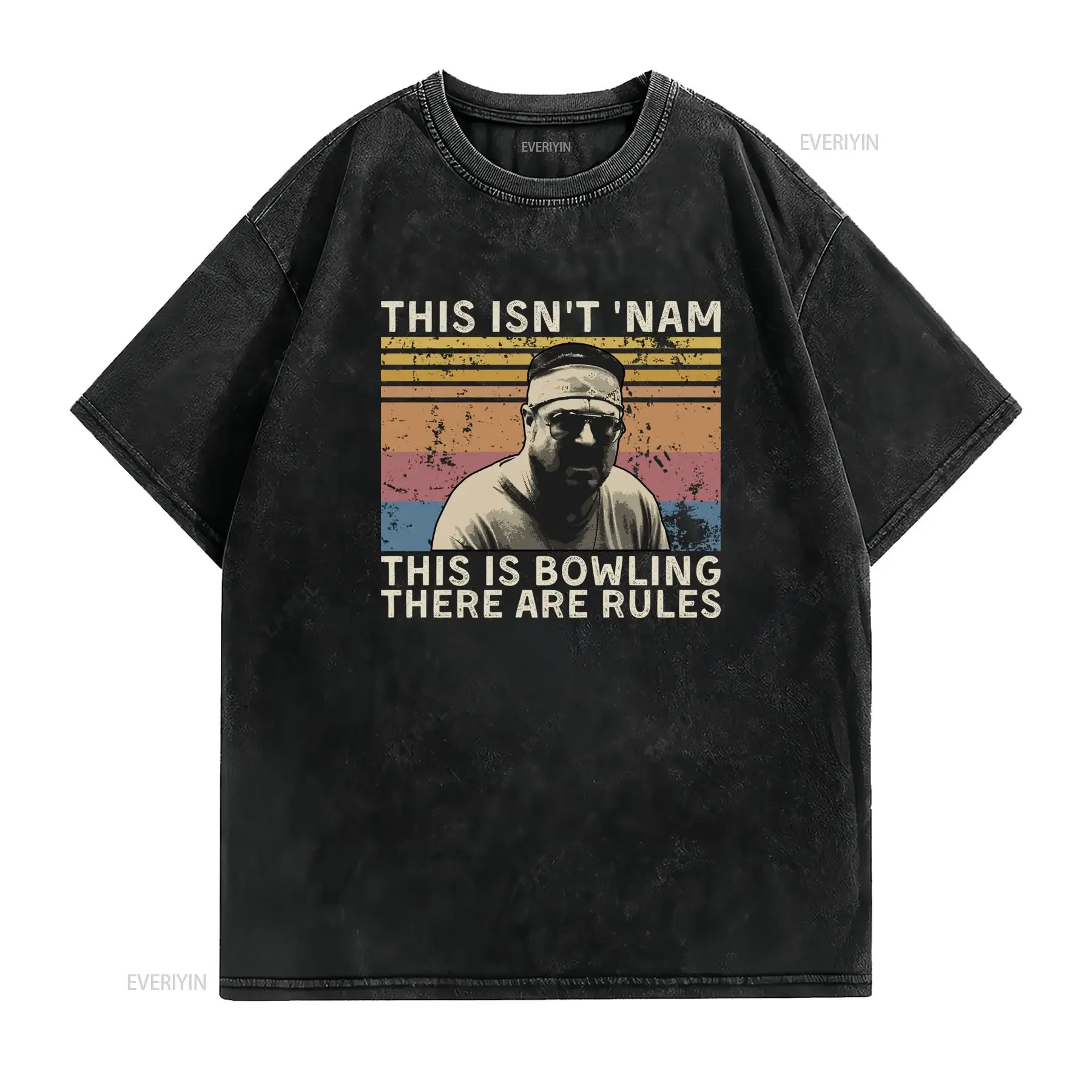 Retro Vintage The Big Lebowski Walter Bowling Rules Funny Quote Print Casual T Shirt vintage Washed designer clothes homme