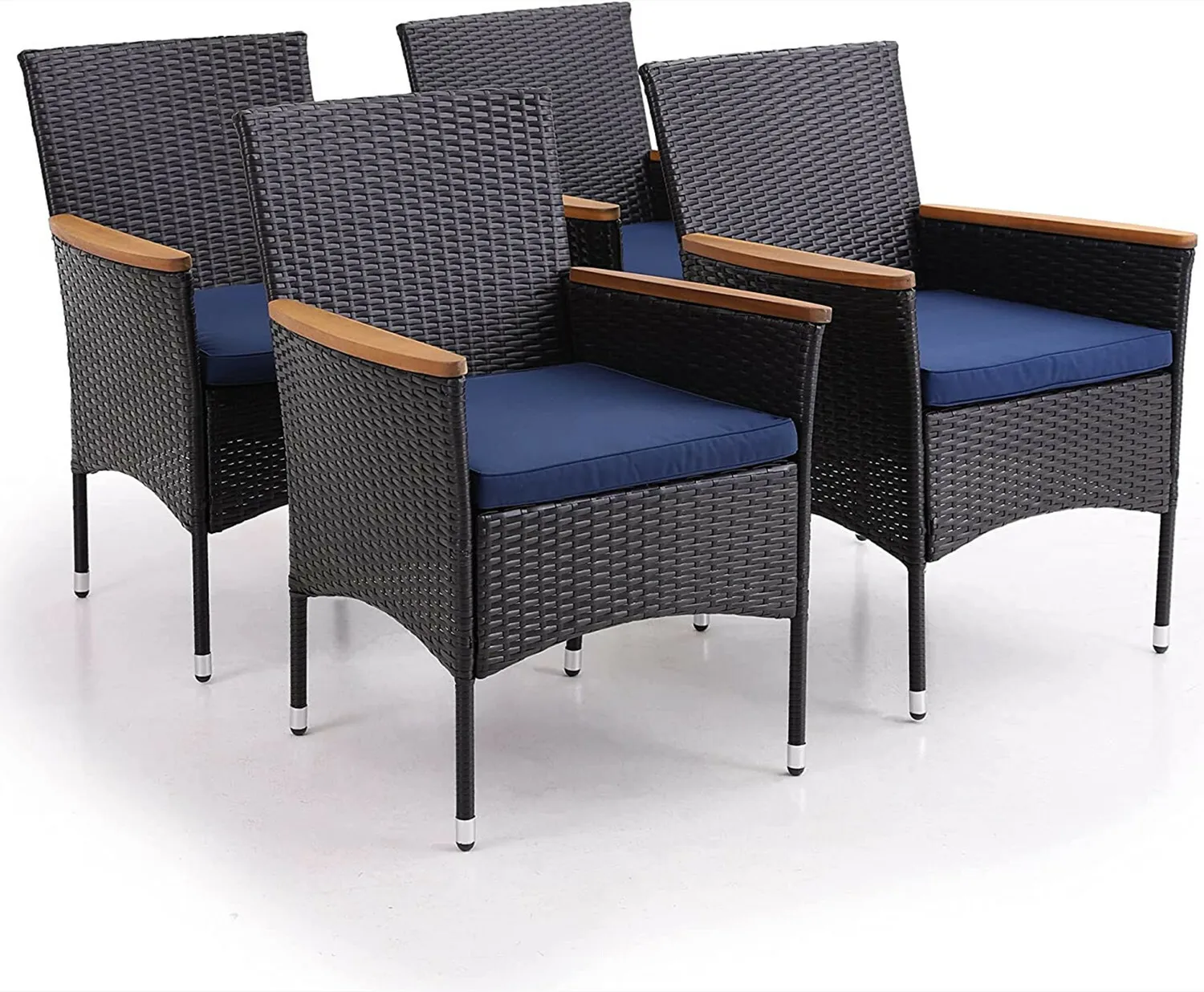 

Outdoor Patio Chairs Set of 4 Rattan with Cushion Garden Dining Wicker Furniture