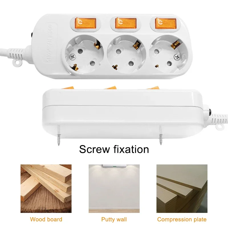 EU Plug Multiple Sockets AC Outlets Power Strip Extension Cable With USB Ports Surge Protector Network Filter Individual Switch