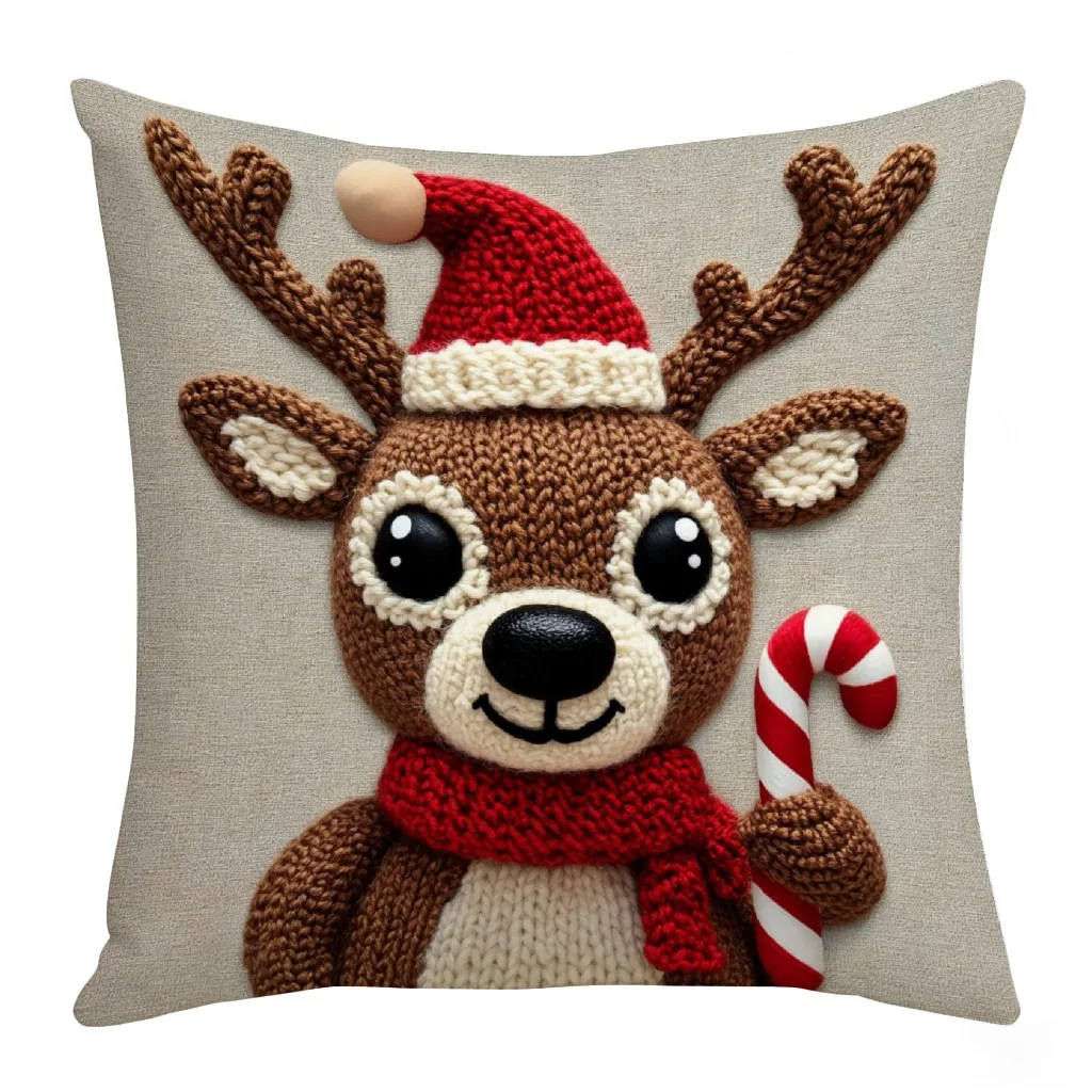 Christmas Linen Printed Cushion Cover Holiday Decor Sofa Pillow Case Wholesale 4