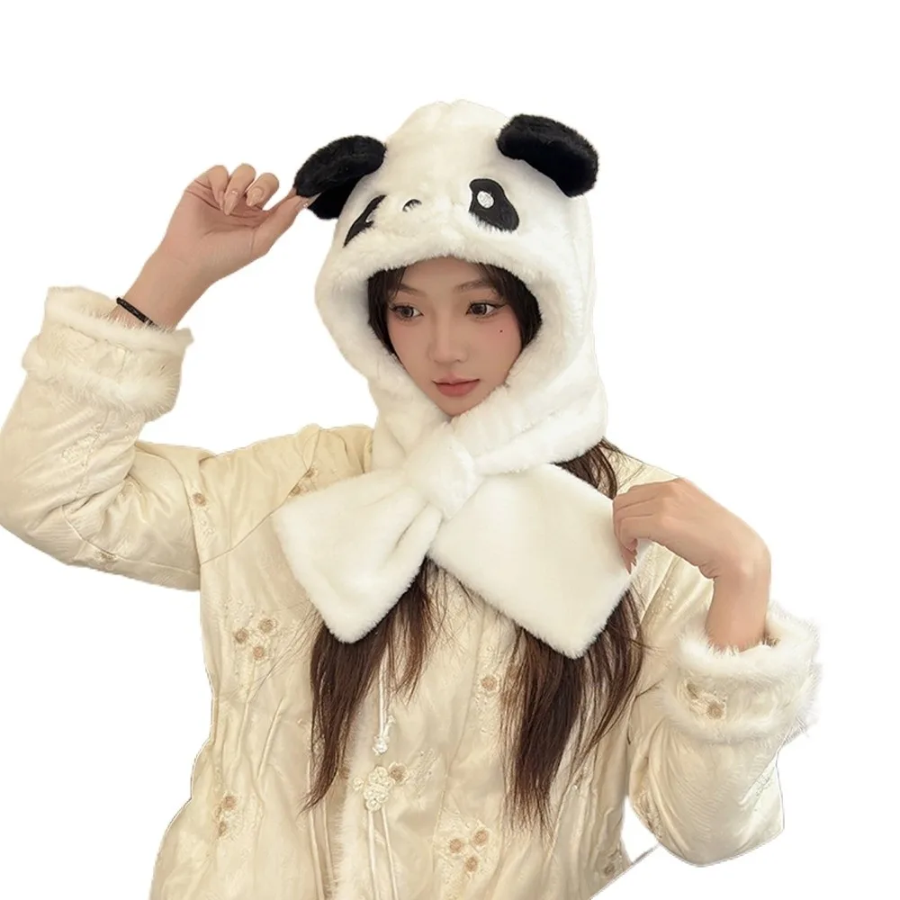 

New Thickened Integrated Hat Scarf Set Ear Protection Warm Neck Warmer Windproof Coldproof Hooded Hat Winter