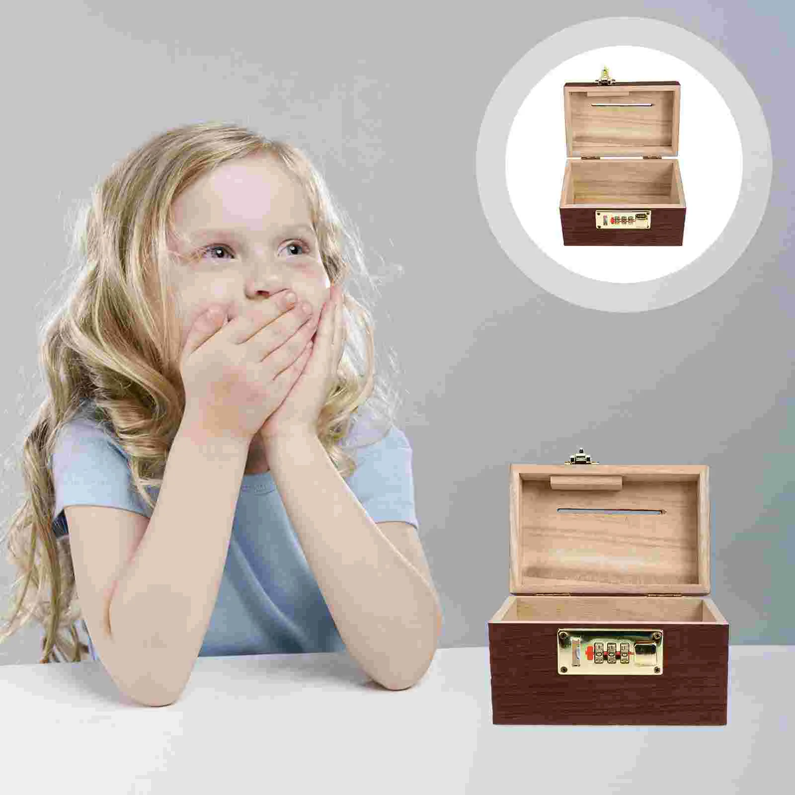 Retro Money Box Wood Treasure Case Multi-function Coin Bank Pirate Chest Decorative Toys