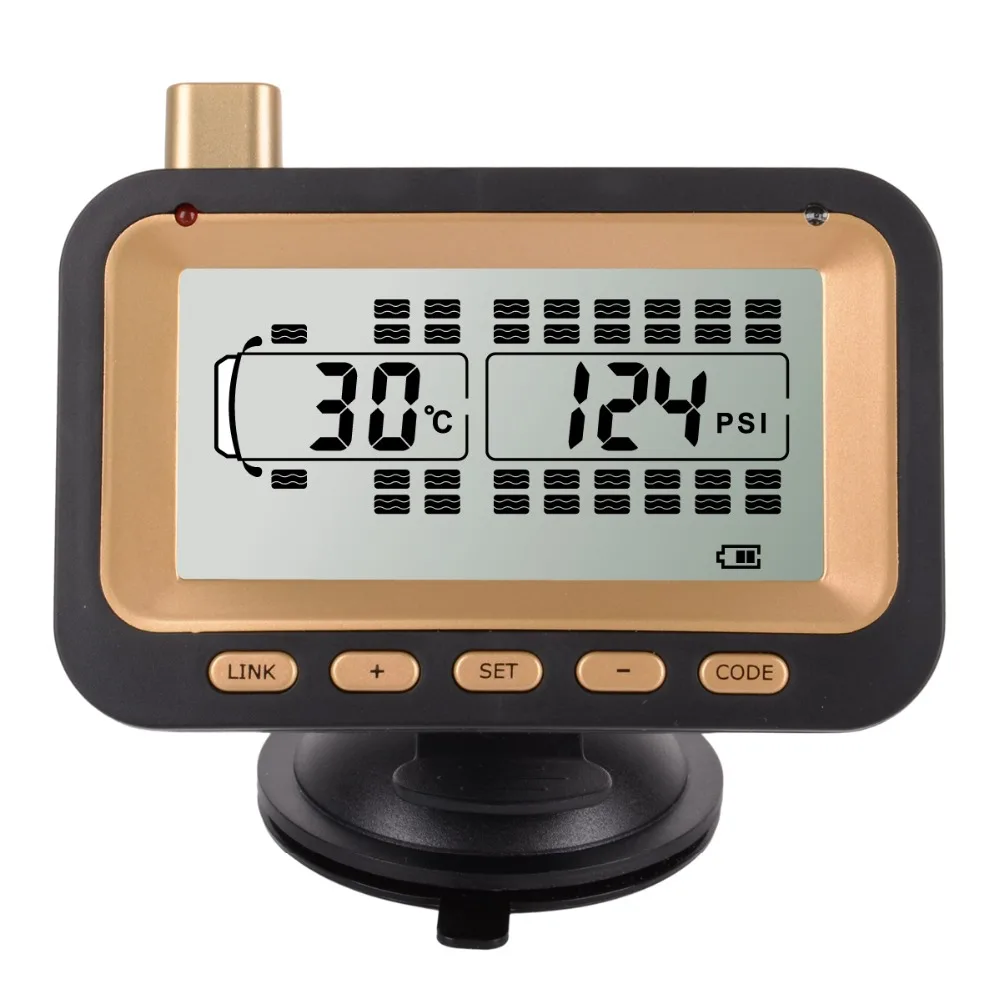 

KTD330 TPMS Tyre Pressure Monitoring System High/Low Pressure Temperature Alarms Automatic Backlight 6-Wheel External