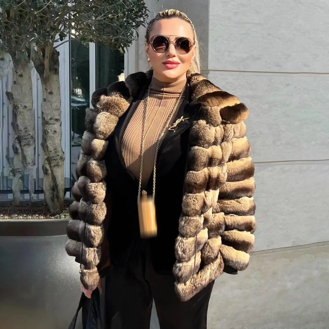 New Luxury Women Natural Rex Rabbit Fur Coat Short Jacket Winter Real Fur Warm Overcoat Female Elegant Natural Fur Thick Outwear