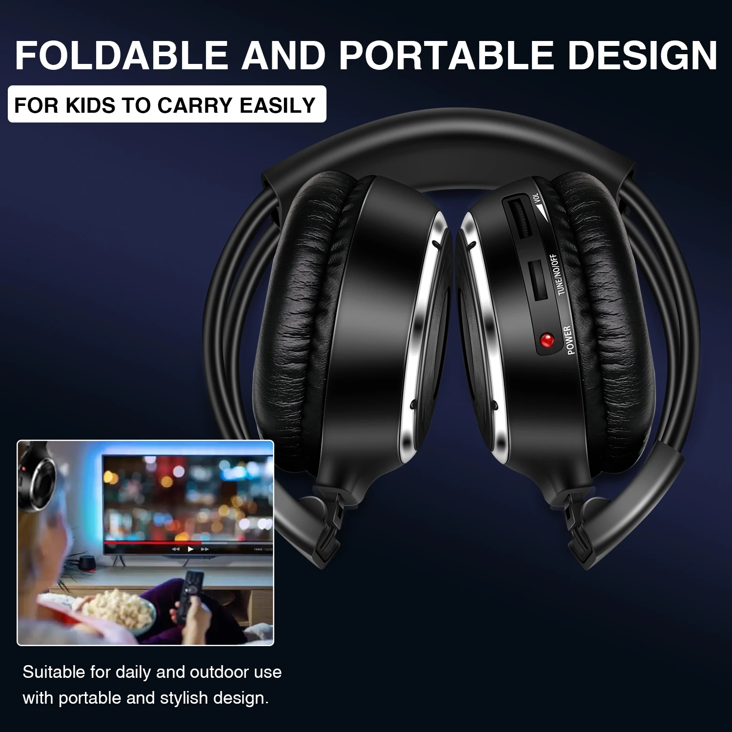 3 - Channel Silent Disco Foldable Wireless Headphones 10 Pcs for House Parites Conference Chech Education Without Transmitter