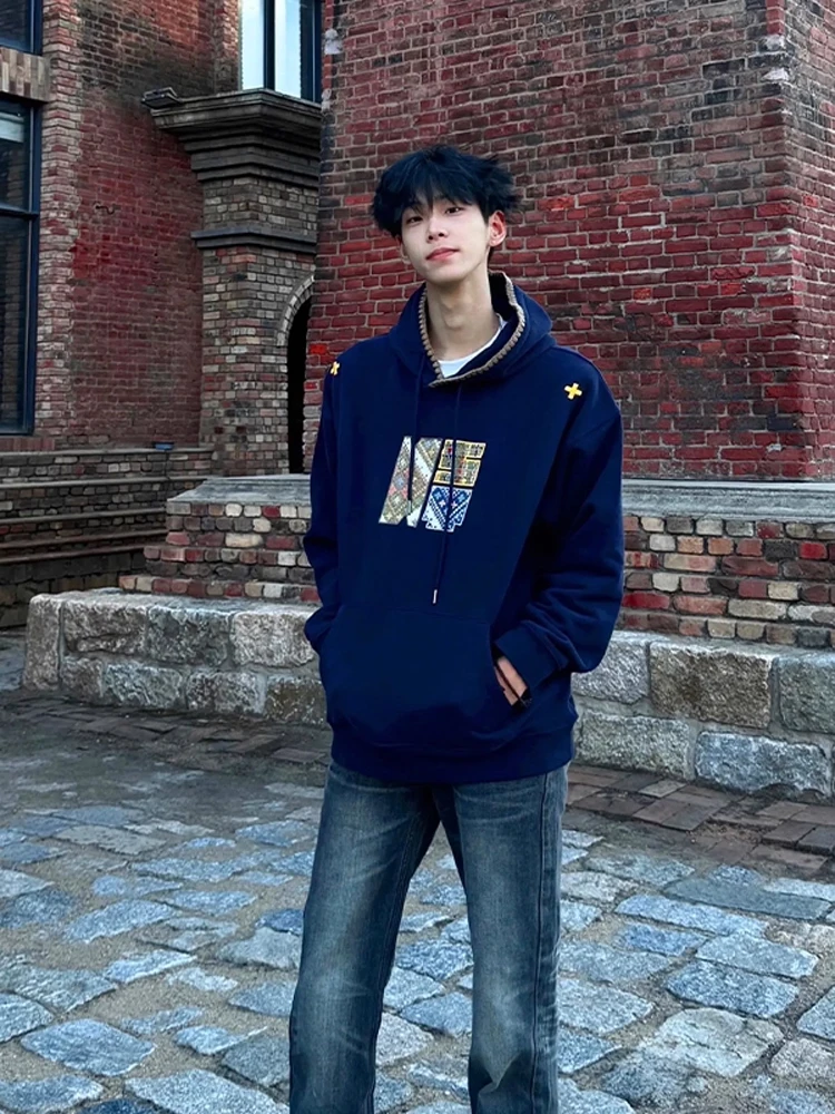 

Мужская толстовка с капюшоном Cleanfit в стиле пэчворк с вышивкой Vibe Sle, хлопок, полиэстер, осенняя верхняя одежда, повседневная уличная одежда, длинная одежда со стойкой...