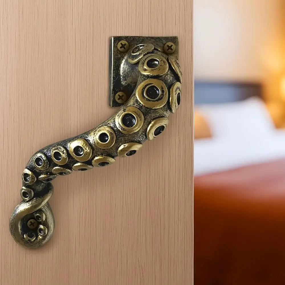 

Unique Tentacle Design Octopus Door Handle Bronze Finish Ergonomic Handle Steampunk Door Knobs Premium Polyresin Heavy Duty