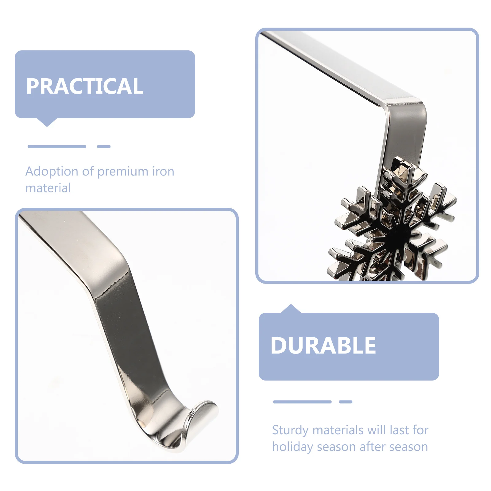 

4Pcs Reusable Iron Mantel Hooks Christmas Stocking Hanger Set for Fireplace Xmas Decor Hanging Ornaments Banners Holiday Display