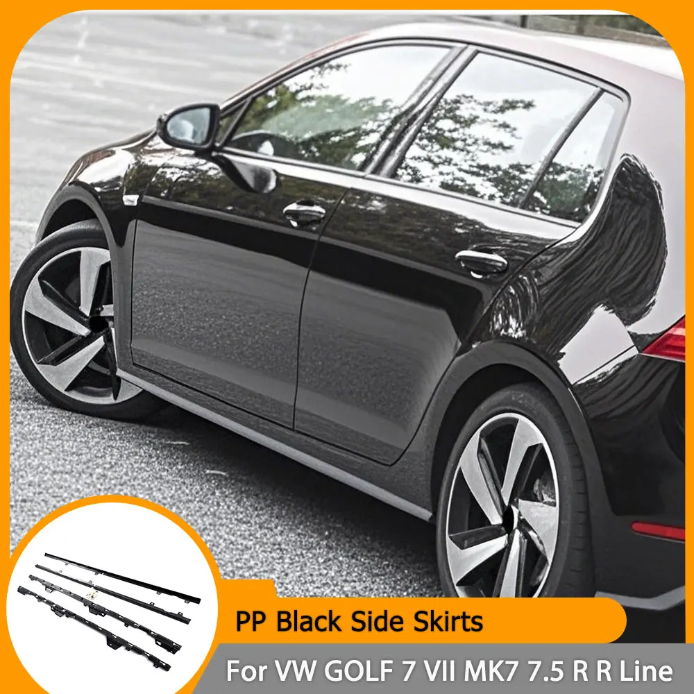 

For Volkswagen VW GOLF 7 VII MK7 7.5 R R Line Hatchback 2014-2018 Black PP Side Skirt Extension Door Rocker Panels Lip