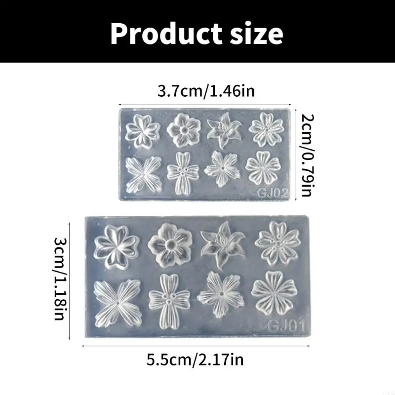 U4LE 2PCS silikonowe pleśni gwoździe Flower Paznokcie Szablon sztuki formy silikonowe konsystencje