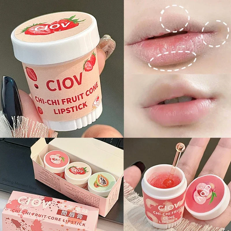 Lips Care Strawberry Ice Cream Lipmask Day and Night Hydrated Maintenance Lip Balm Set Repairing Nourish Lip Oil Lipstick Base