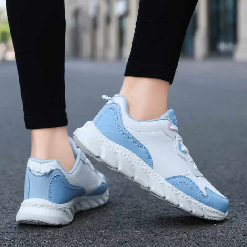 High Quality Waterproof Autumn Running Shoes Women Leather Non-slip Casual Sneakers Ladies Lightweight Fitness Walking Shoes