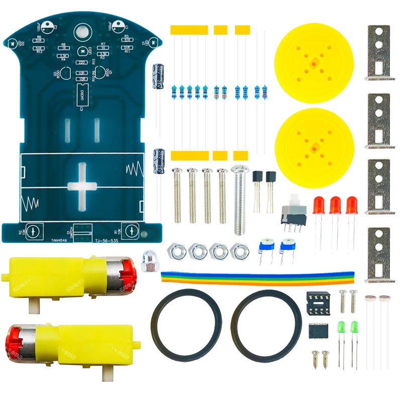 D2-7 Smart Car Project Kits Line Following Robot Intelligent Tracking Car Kit Welding DIY Electronic Parts