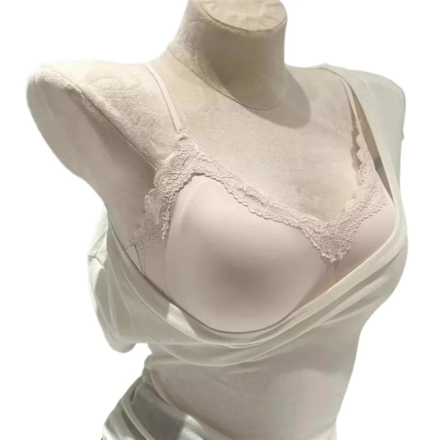 Seamless Lace Underwear, Women's Thin, Small Bust, Jelly Strip, Beautiful Vest, Thin Shoulder Strap Bra KUCLUT