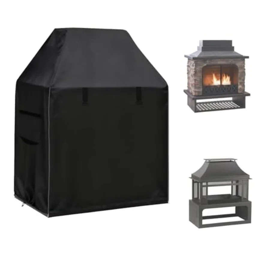 

Outdoor Fireplace Cover, Heavy-Duty 600D Oxford Waterproof Steel Chimney Fireplace Cover for Outside Wood Burning Fire Pits