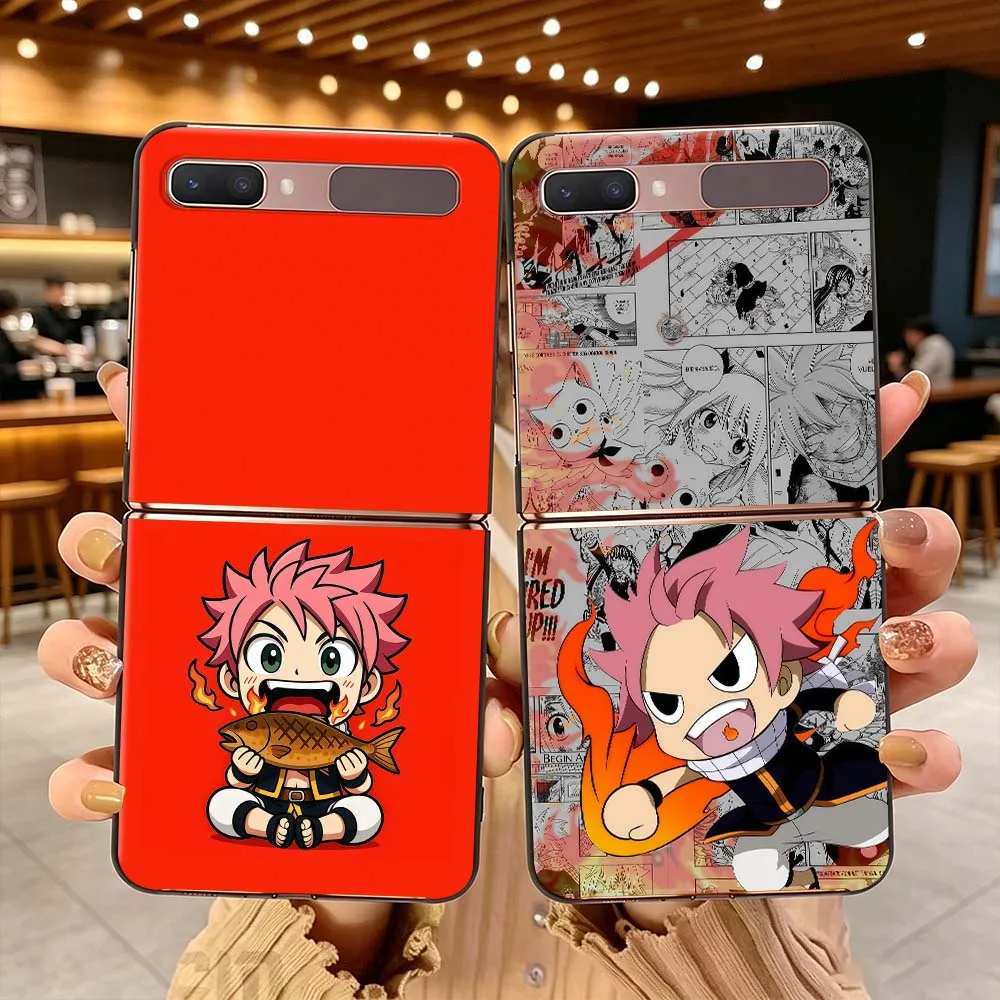 Cartoon Fairy Tail Comics Phone Case For Samsung Galaxy Z Flip 3 4 5 6 7 5G Matte Non-slip PC Shockproof Black Hard Cover