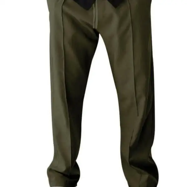 

Casual Men's Pure Color Straight Leg Suit Pants Thiened Special Wide Double Slit Seven Sve Length Flip Collar Youth Trend