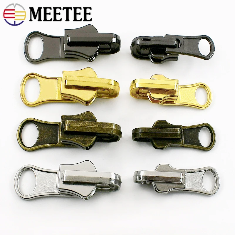 

5/10/20Pcs Meetee Double Sided Zipper Puller 5# Rotary Zip Head for Nylon Resin Metal Home Garment Craft Replacement Slider Kits