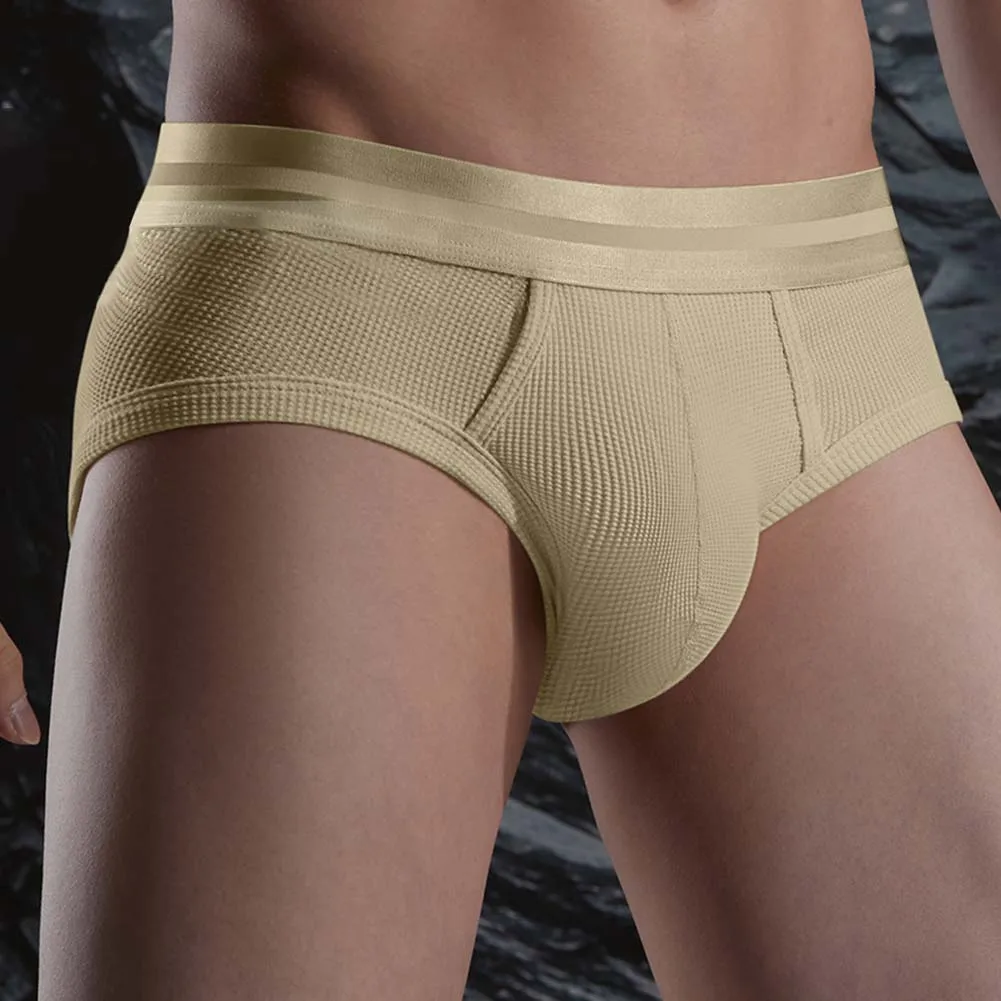 Comfortable Waffle Briefs Breathable Briefs Active Lifestyle Classic Theme Soft Fabric Blend Solid Color Underwear Thin Material
