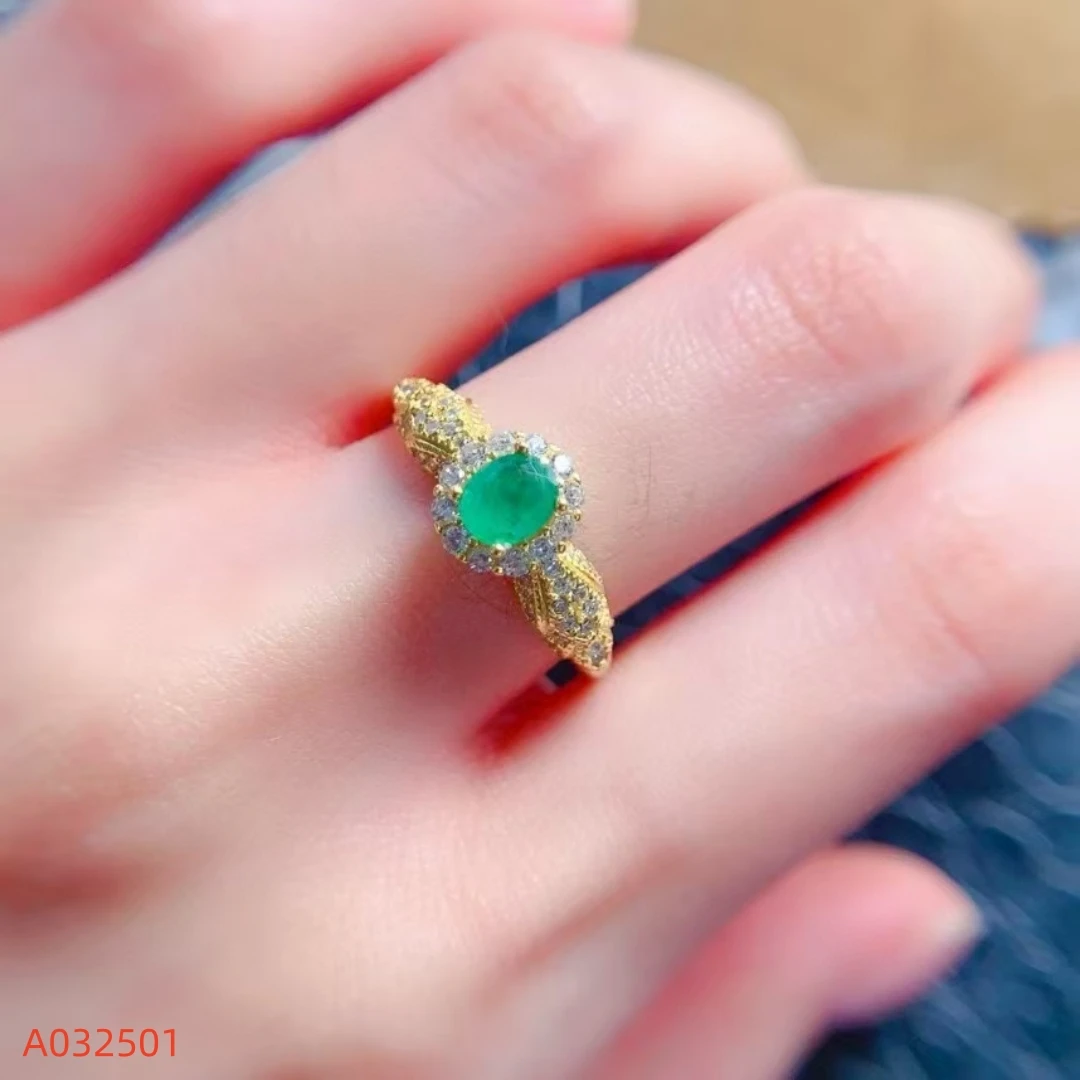 

Fine Jewelry Natural Emerald Women's Ring S925 Pure Silver Exquisite Inlaid High Clarity Gems Support Testing New Year's Gift