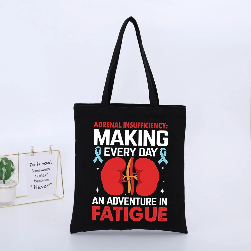 Medical Awareness Graphic Canvas Tote Bag with Organ and Ribbon Design, Casual Style for Daily Use